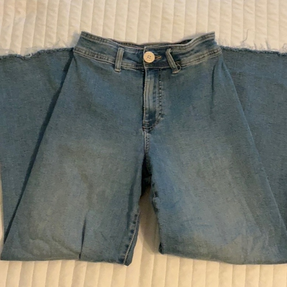Zara Blue Marine Flare Wide Leg Jeans